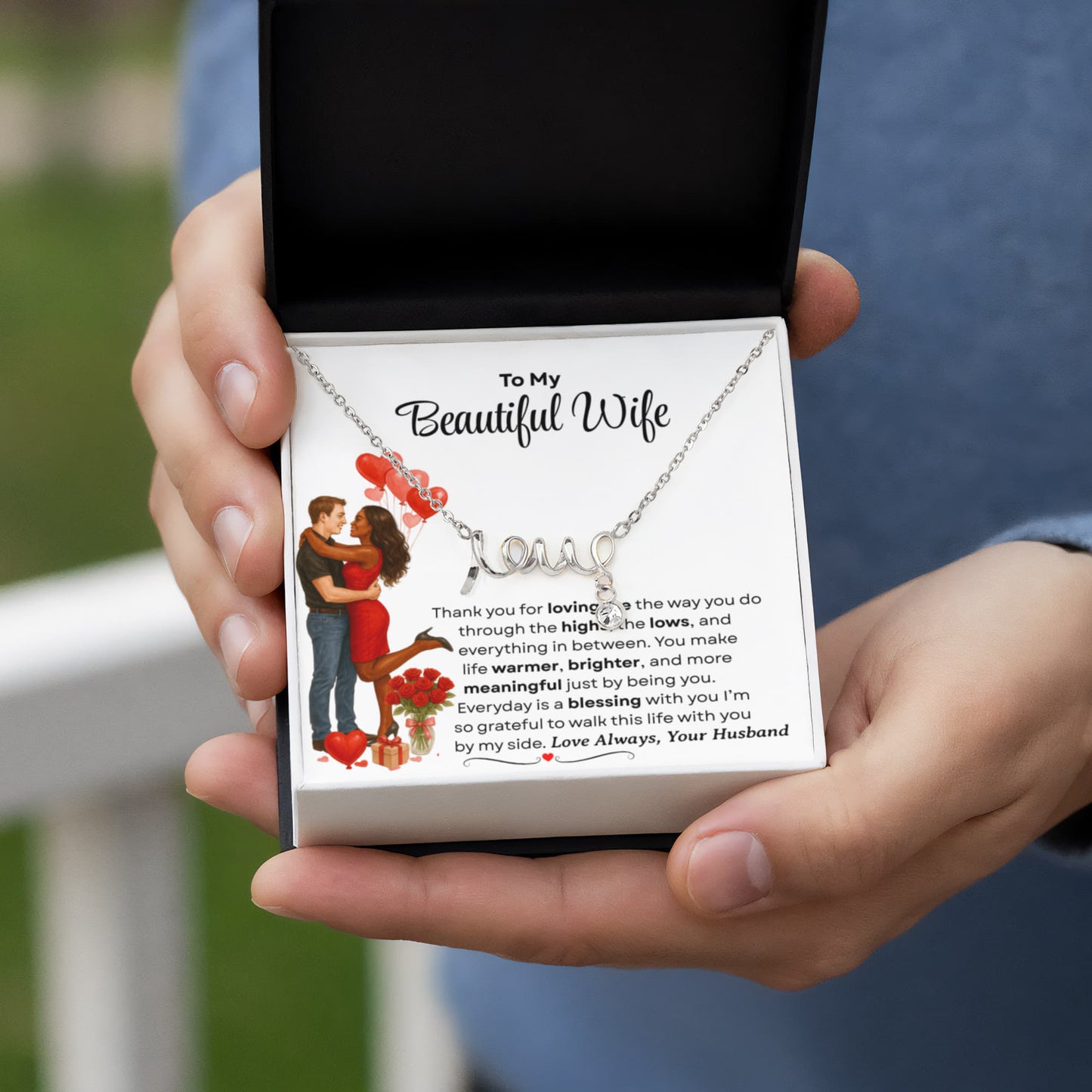 To My Beautiful Wife | Love Script Necklace