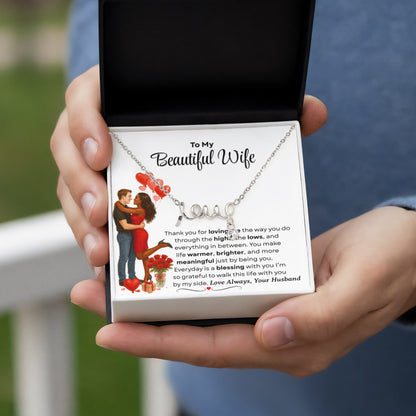 To My Beautiful Wife | Love Script Necklace