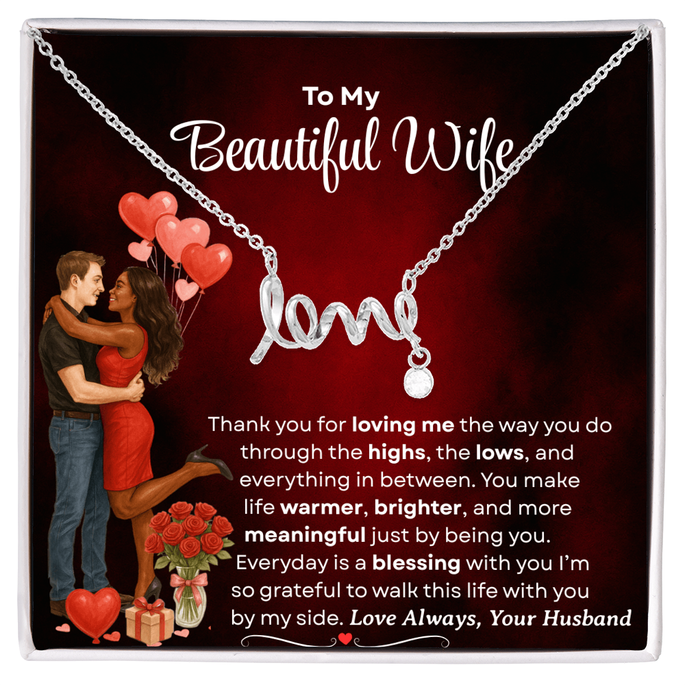 To My Beautiful Wife | Love Script Necklace