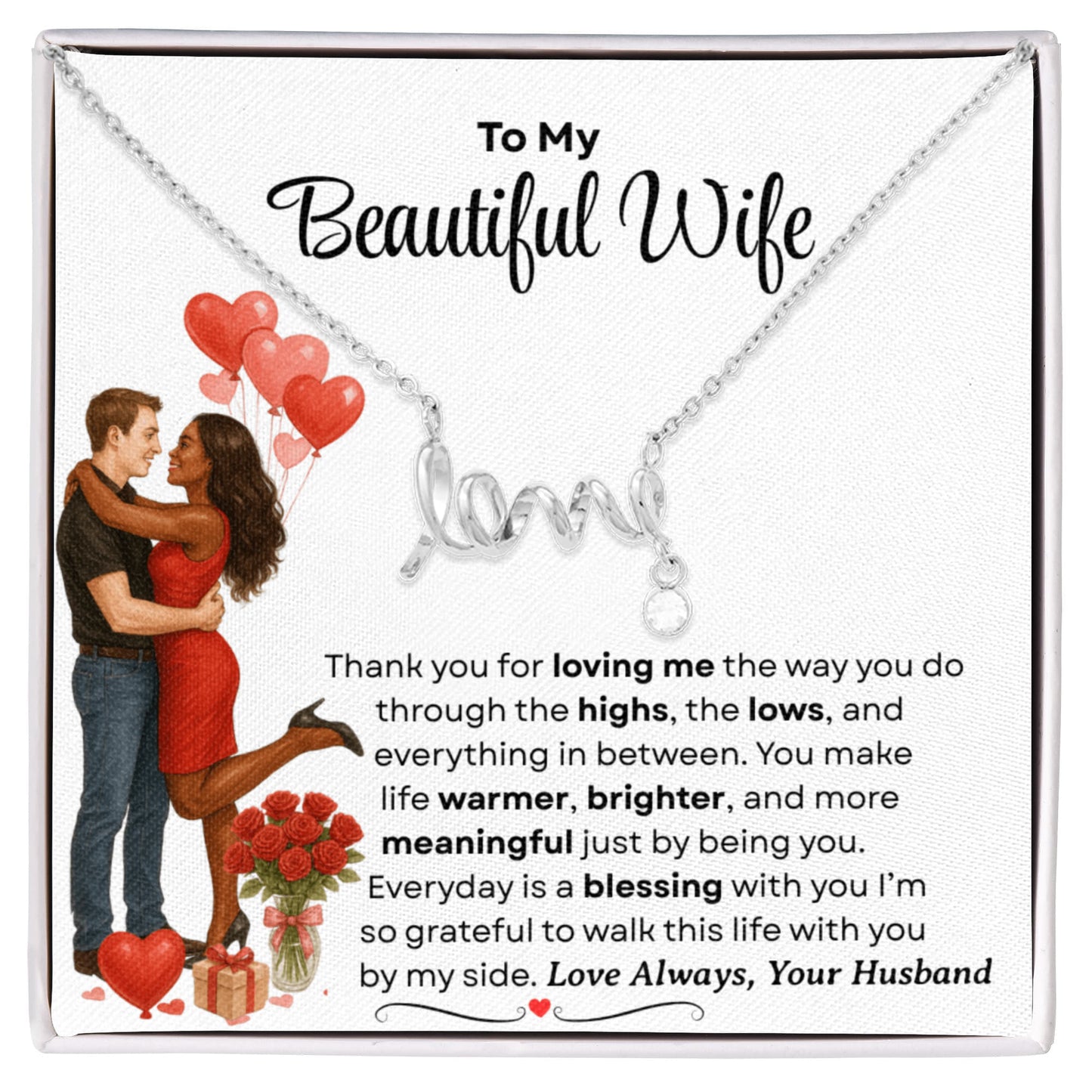 To My Beautiful Wife | Love Script Necklace