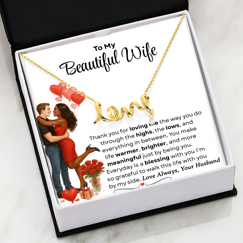 To My Beautiful Wife | Love Script Necklace