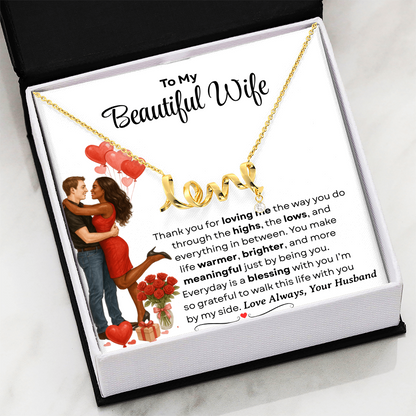 To My Beautiful Wife | Love Script Necklace