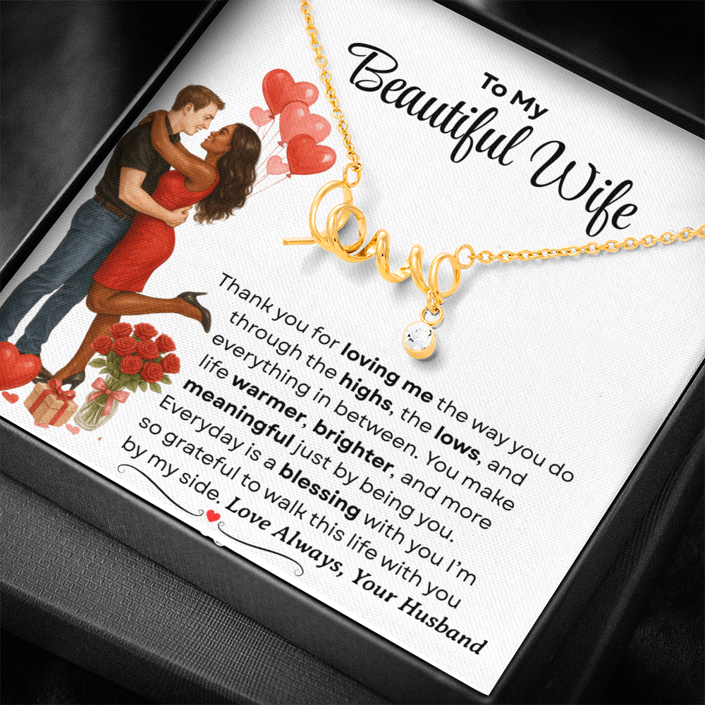 To My Beautiful Wife | Love Script Necklace