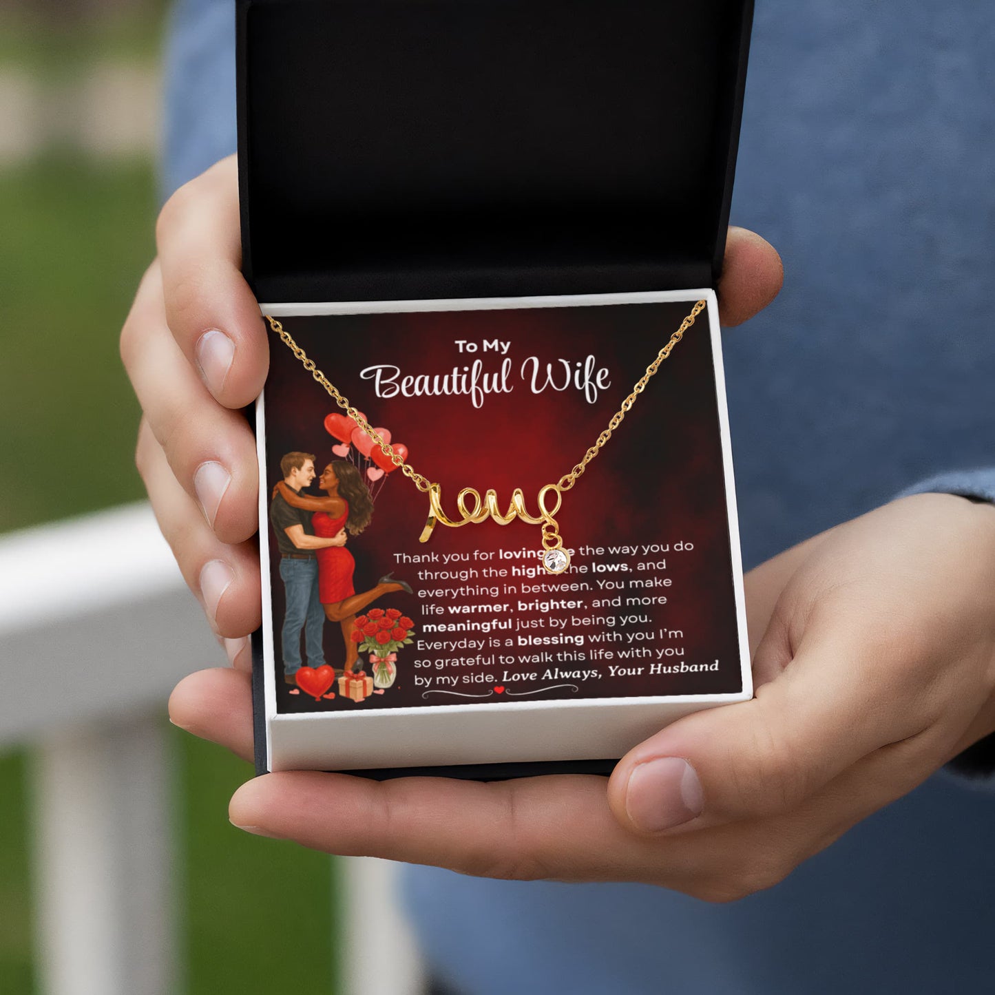 To My Beautiful Wife | Love Script Necklace