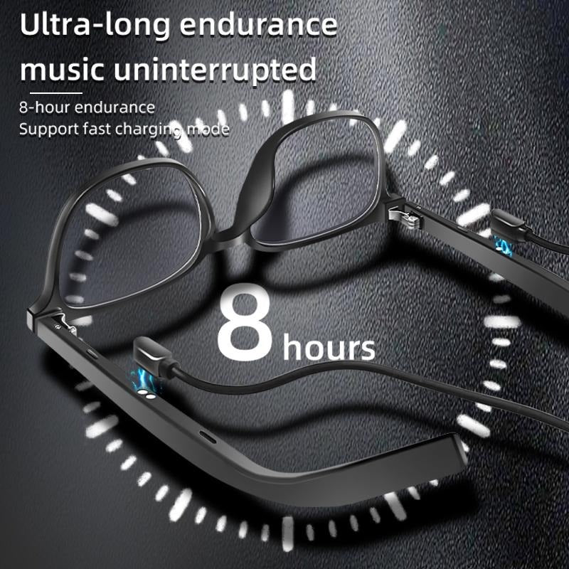 Smart AI Bluetooth Glasses With Magnetic Interchangeable Lenses- UV&Blue Light&Night Vision, Open Ear Speakers, Touch Control, 8H Battery