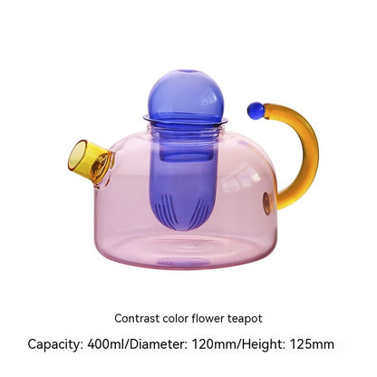 Creative Contrast Color High Temperature Resistant Glass Teapot