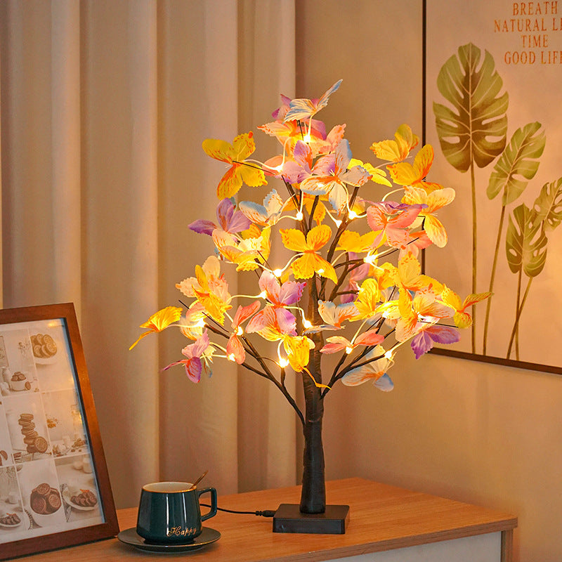 LED Colorful Butterfly Birch Tree Light Christmas-themed Decorative Lamp Holiday Atmosphere Enhancer
