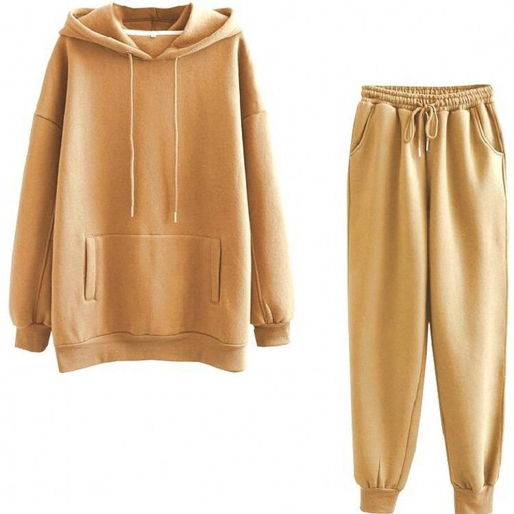 Casual Fleece Sweater Pants Suit