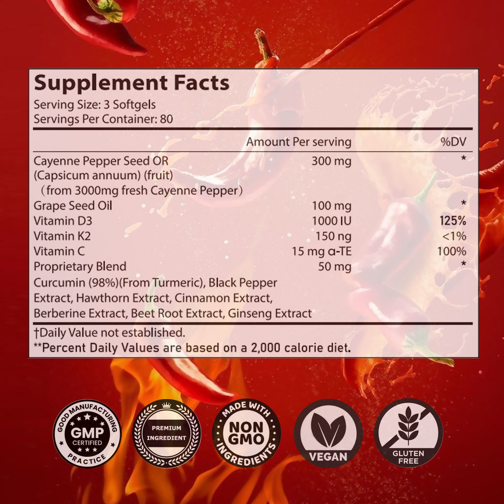 Cayenne Pepper Supplement Daily Circulation Boost Capsules