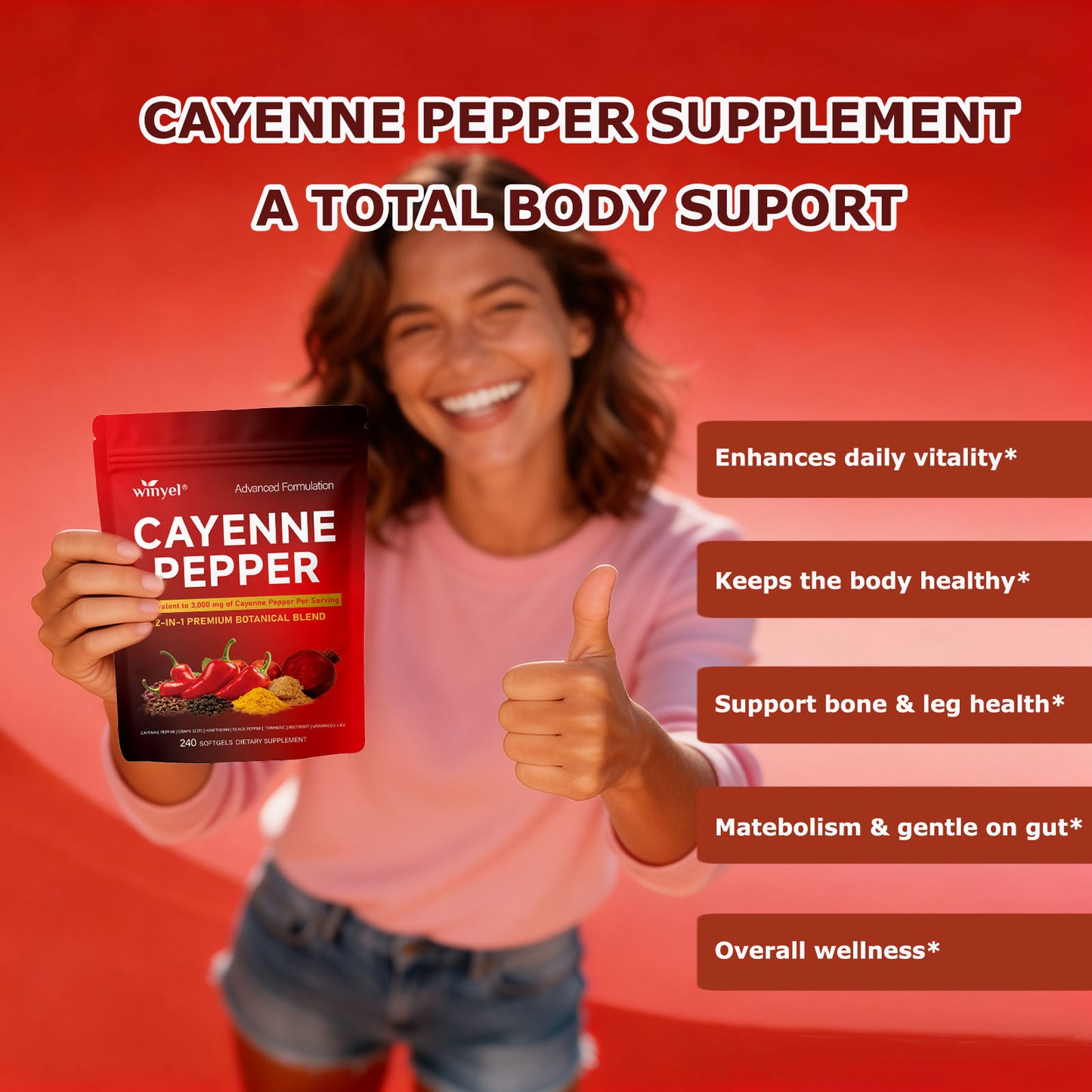 Cayenne Pepper Supplement Daily Circulation Boost Capsules