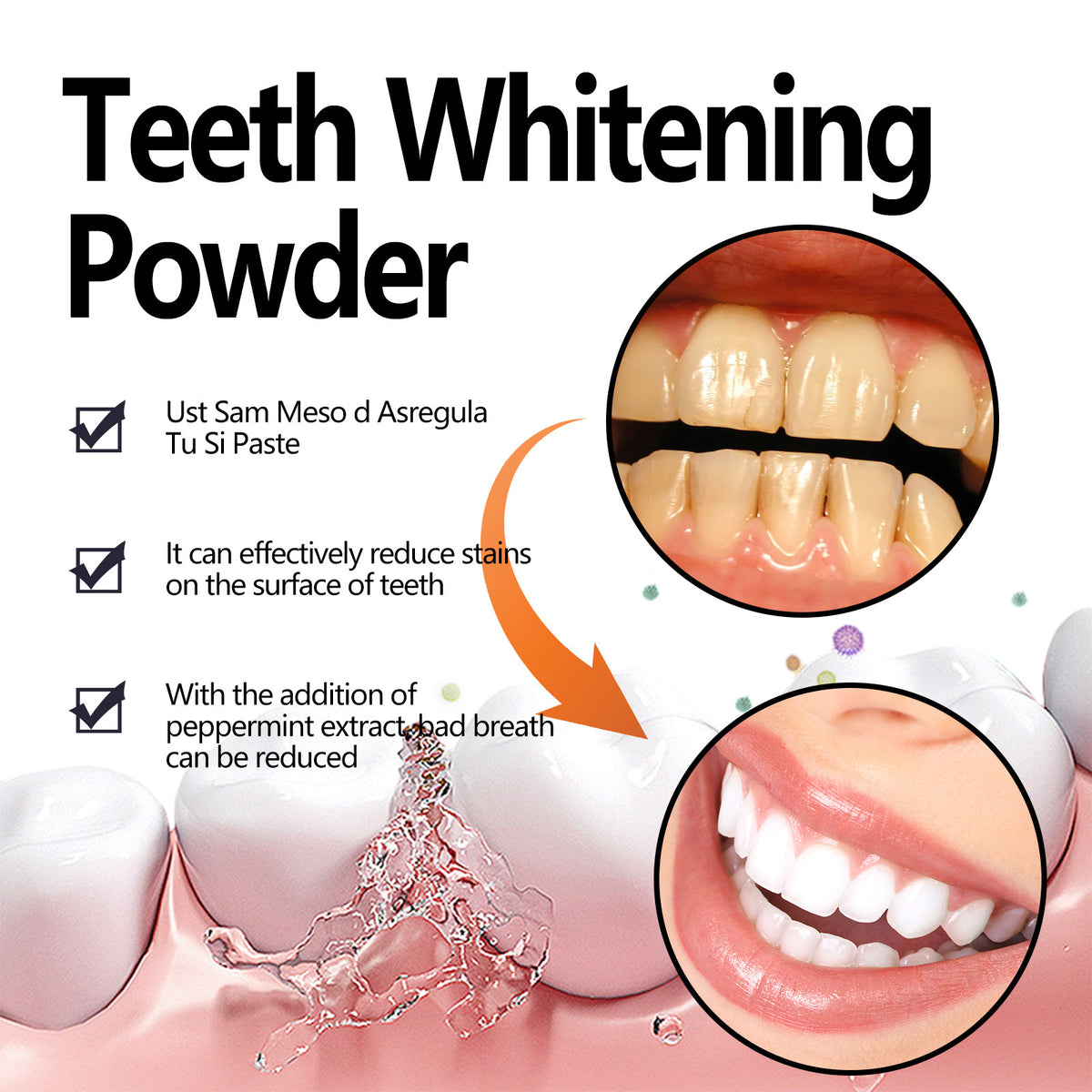 Oral Cleaning Improved Dazzling White Toothpowder