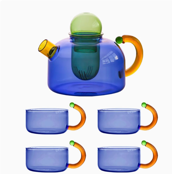 Creative Contrast Color High Temperature Resistant Glass Teapot