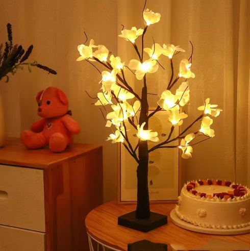 LED Colorful Butterfly Birch Tree Light Christmas-themed Decorative Lamp Holiday Atmosphere Enhancer