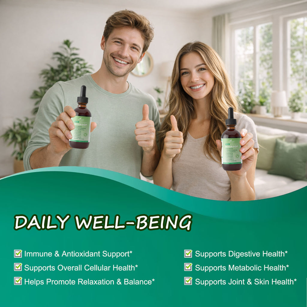 Soursop Drops 10-in-1 With Seaweed, Moringa, Black Seed Oil, Oregano, Ashwagandha, Chlorophyll  Herbal Extracts Promote Overall Health  Vegan 2 Fl Oz
