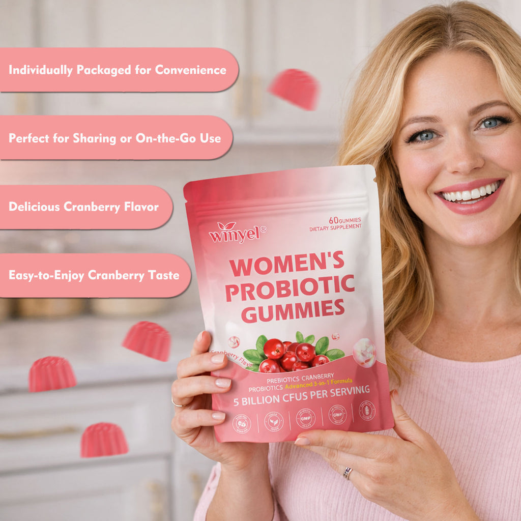Cranberry Probiotic Gummies  Targets Body Odor, Women's Health, And PH Balance  Vegan 60 Gummies Per Pack