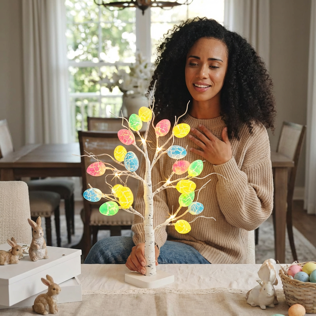 Instant Easter Ambience — Cozy LED Birch Tree Decor