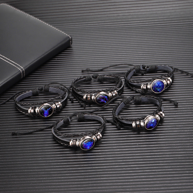 Zodiac Constellation Braided Charm Bracelet
