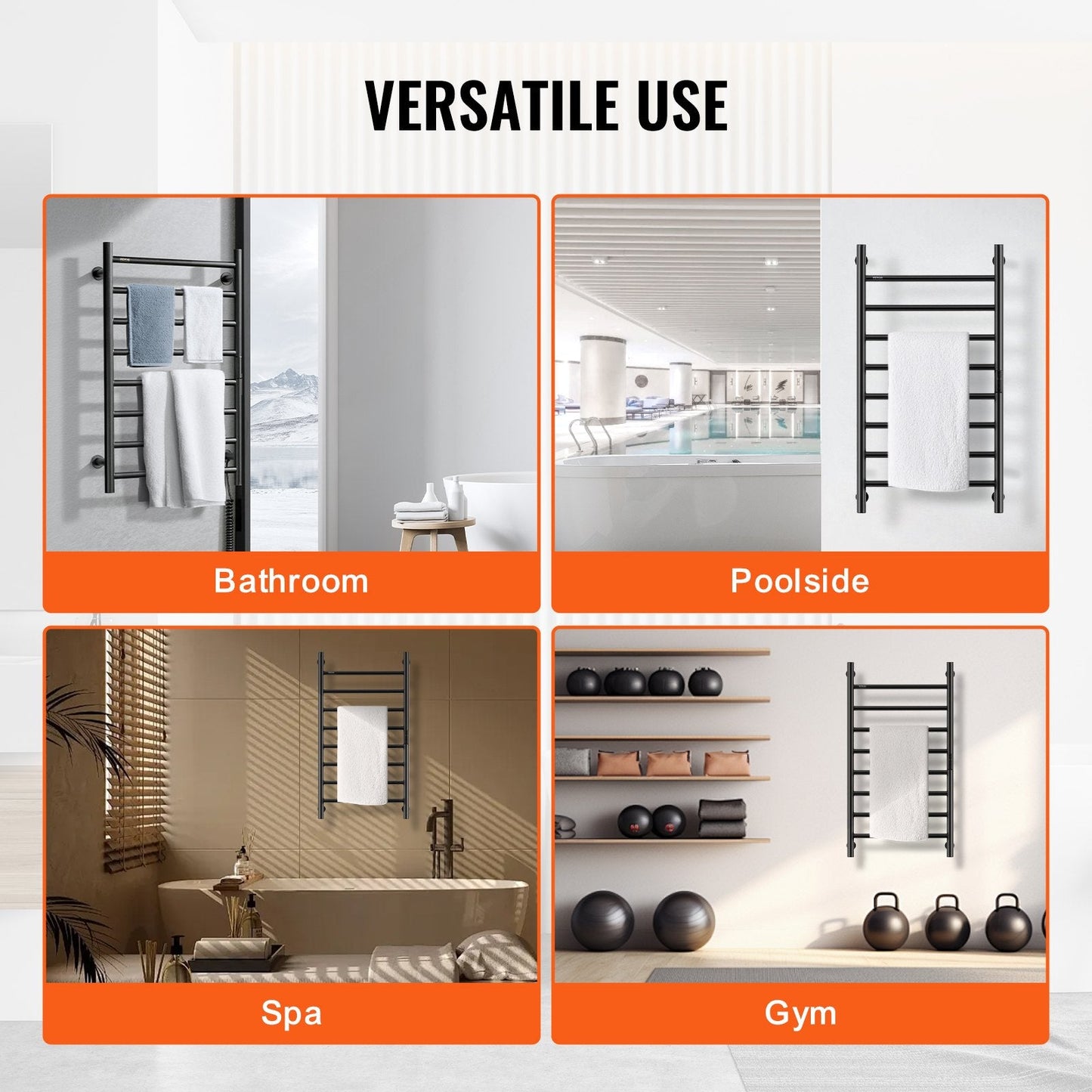 VEVOR 8 Bar Towel Warmer Rack