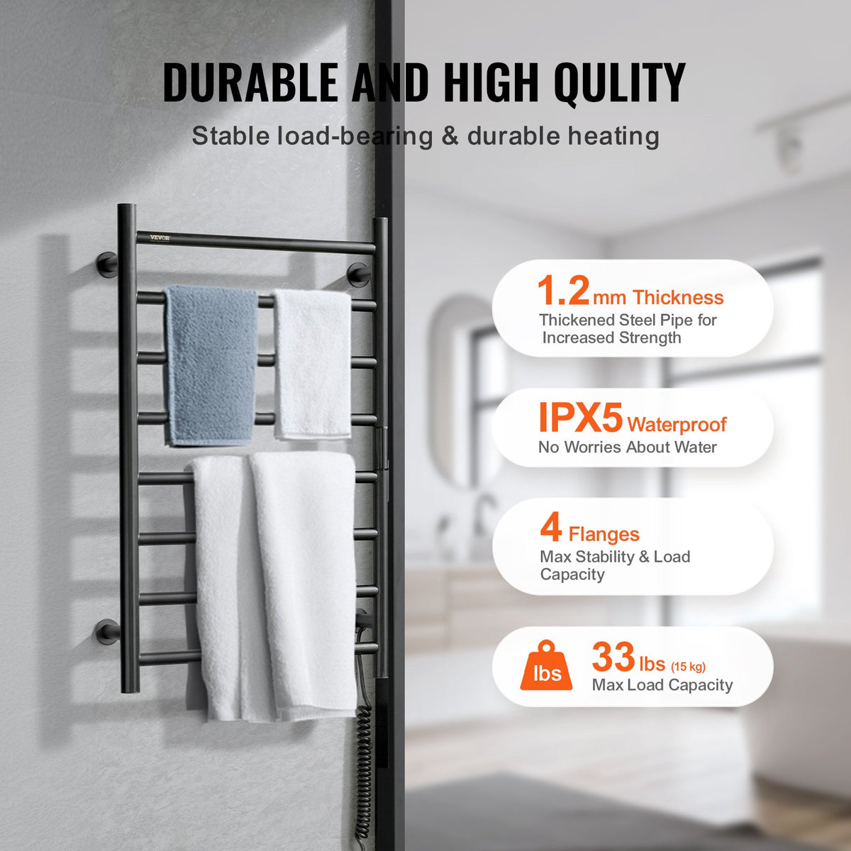 VEVOR 8 Bar Towel Warmer Rack