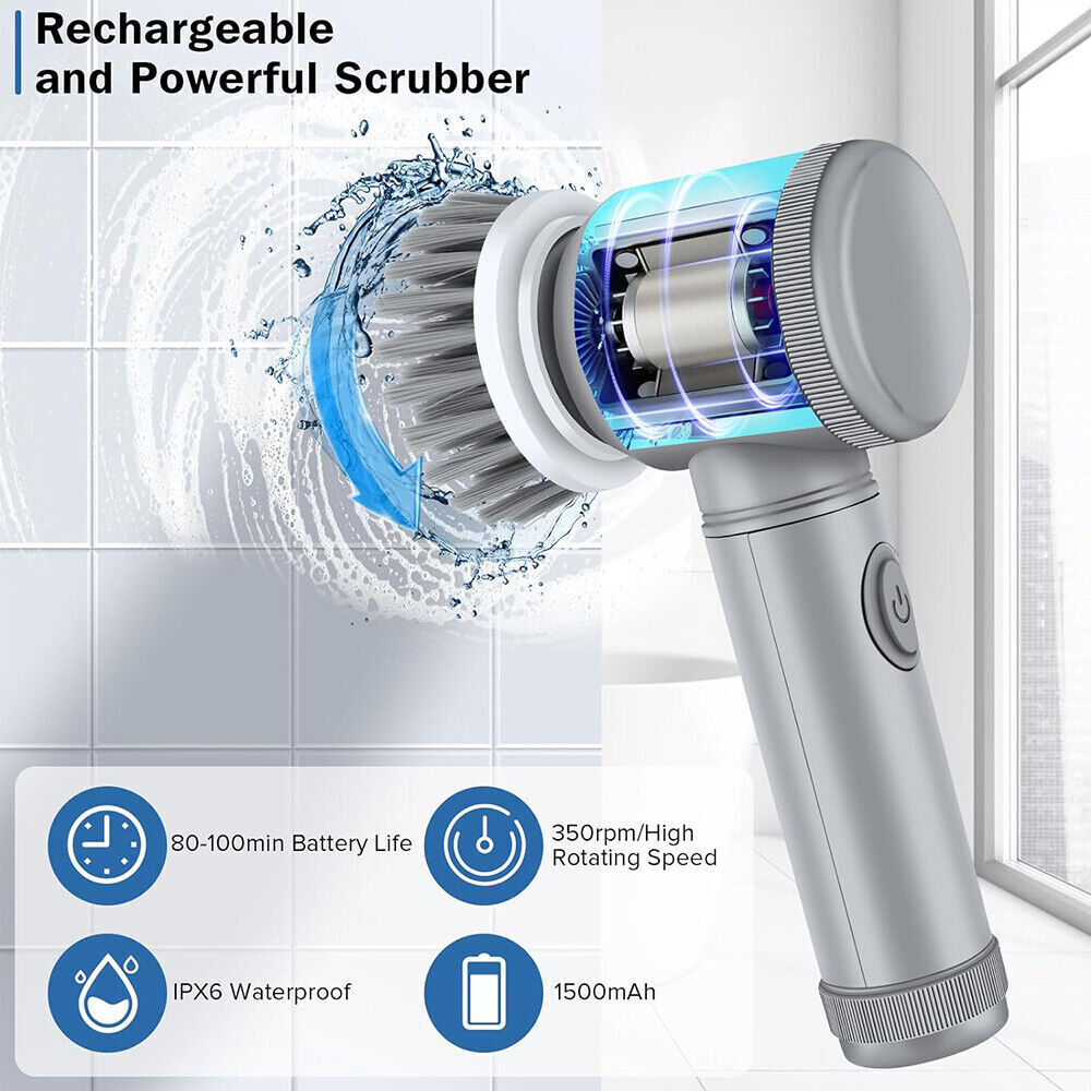 10 PCS Rechargeable Power Spin Cordless Scrubber