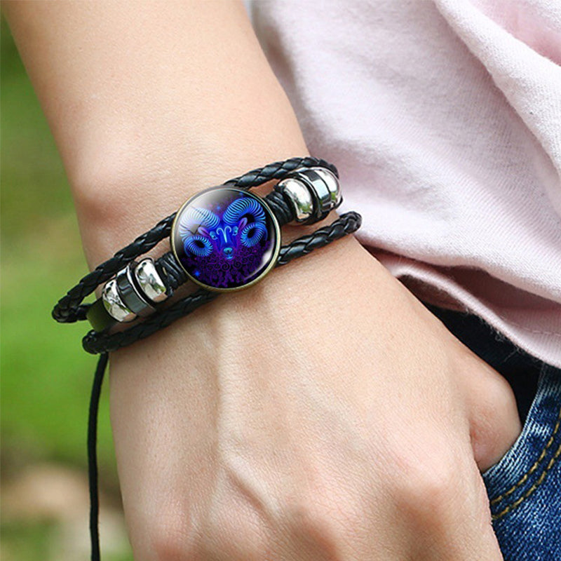 Zodiac Constellation Braided Charm Bracelet