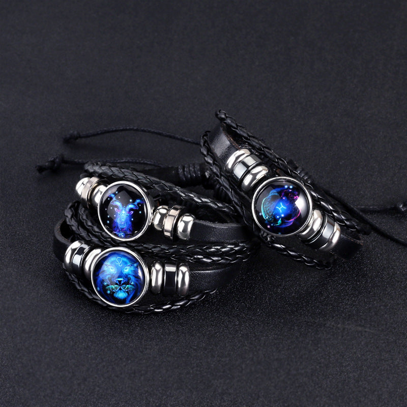 Zodiac Constellation Braided Charm Bracelet