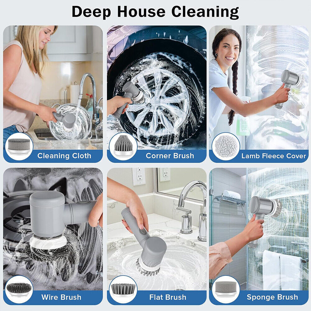 10 PCS Rechargeable Power Spin Cordless Scrubber