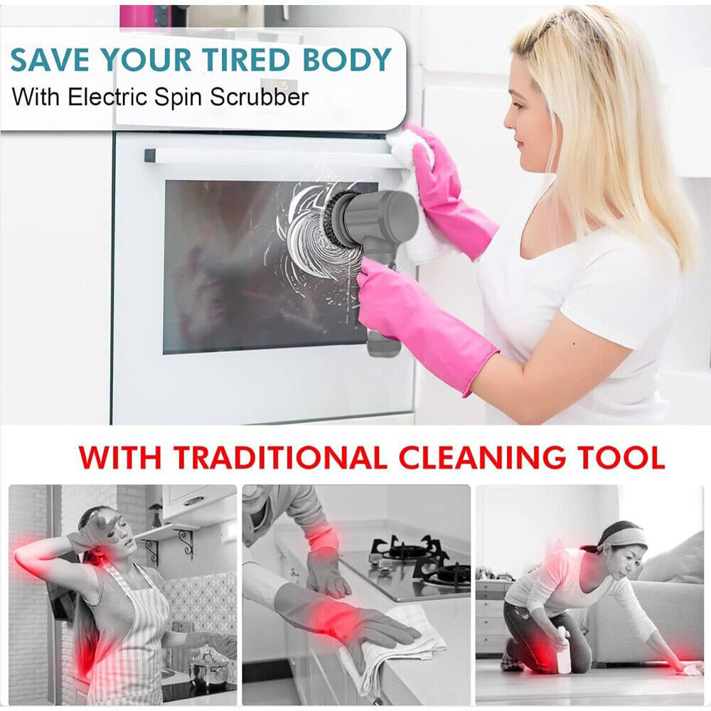 10 PCS Rechargeable Power Spin Cordless Scrubber