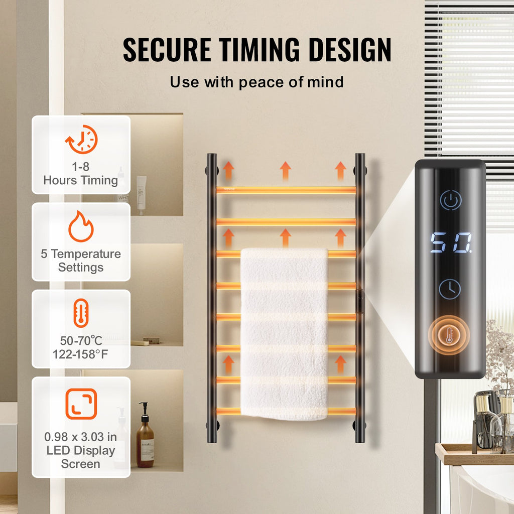 VEVOR 8 Bar Towel Warmer Rack