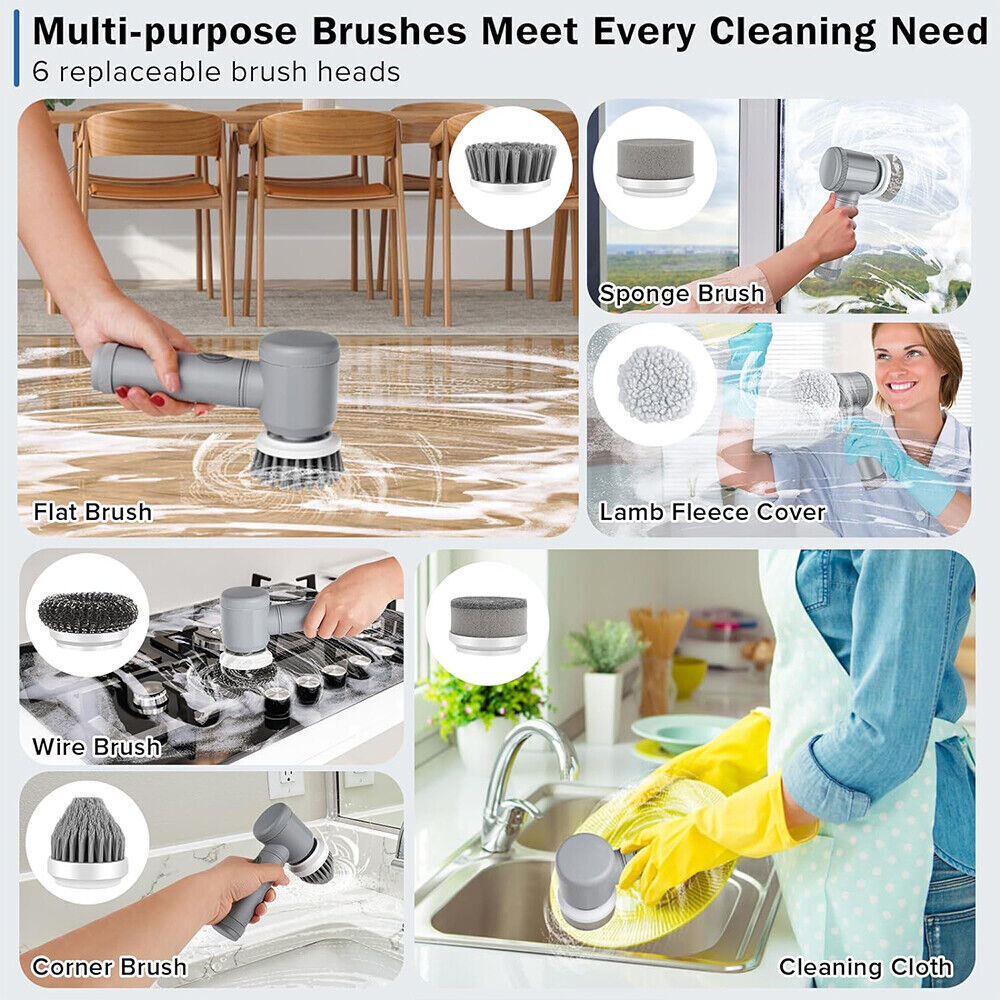 10 PCS Rechargeable Power Spin Cordless Scrubber